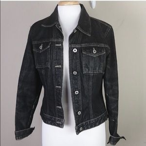 Vintage Guess black distressed denim jacket